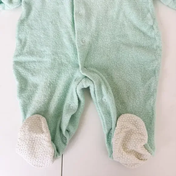 Vintage Sears Winnie The Pooh Terry Snap Footed Bodysuit Mint Green M 21-26lbs - Picture 2 of 8